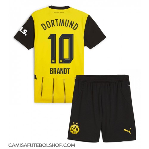 Camisa de time de futebol Borussia Dortmund Julian Brandt #10 Replicas 1º Equipamento Infantil 2024-25 Manga Curta (+ Calças curtas)